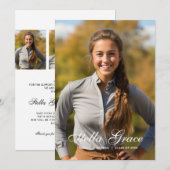 Minimal Elegant Script Photo Graduation Aankondiging (Voorkant / Achterkant)