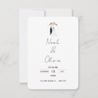 Minimal Elegant Script Wedding Invitation Kaart