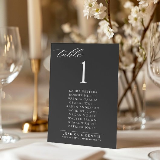 Minimal Elegant Script Wedding Table Seating Card Kaart