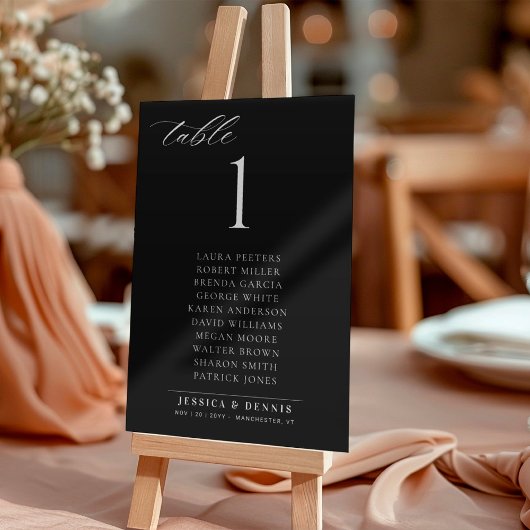 Minimal Elegant Script Wedding Table Seating Card Kaart