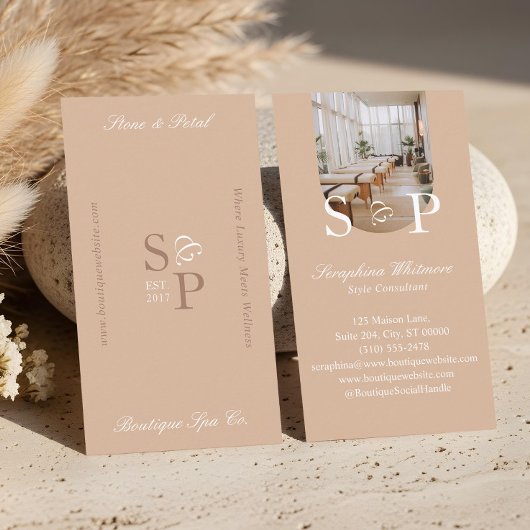 Minimal Elegant Simple Monogram Stylish Arch Photo Visitekaartje