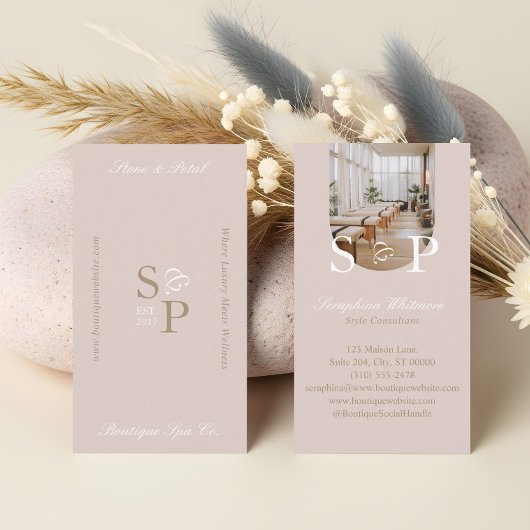 Minimal Elegant Simple Monogram Stylish Arch Photo Visitekaartje