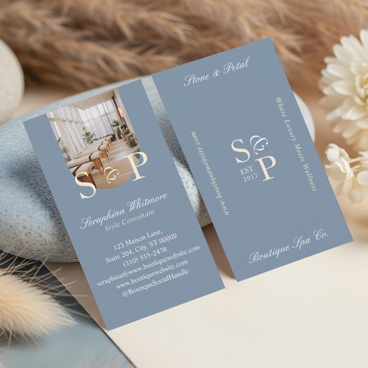 Minimal Elegant Simple Monogram Stylish Arch Photo Visitekaartje