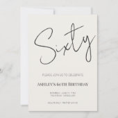 Minimal Elegant Sixty 60th Birthday Celebration  Kaart (Voorkant)