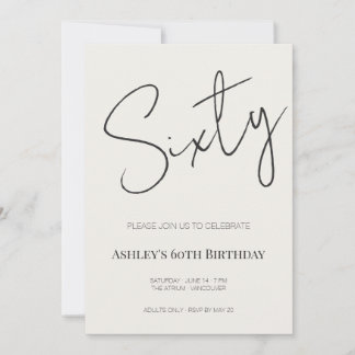 Minimal Elegant Sixty 60th Birthday Celebration  Kaart