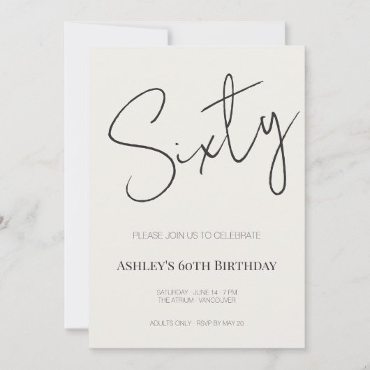 Minimal Elegant Sixty 60th Birthday Celebration  Kaart (Voorkant)