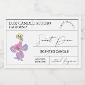 Minimal Elegant Sweet Pea Candle Jar Label Voedselcontainer Etiket (Enkel label)