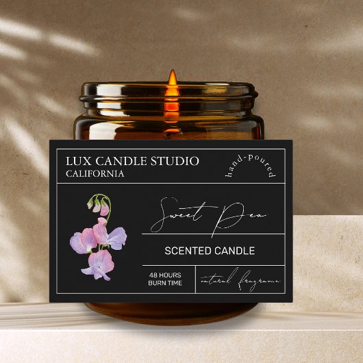 Minimal Elegant Sweet Pea Candle Jar Label Voedselcontainer Etiket