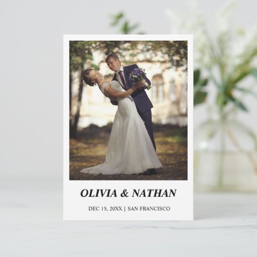 Minimal Elegant Text & Photo Design / Wedding  Save The Date (Staand voorkant)