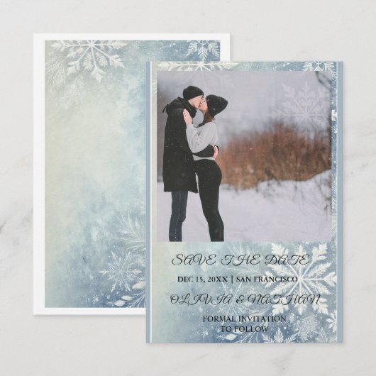 Minimal Elegant Text & Photo Design / Wedding  Save The Date (Voorkant / Achterkant)