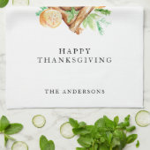 Minimal Elegant Thanksgiving Diner Aangepaste naam Theedoek (Gevouwen)