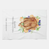 Minimal Elegant Thanksgiving Diner Aangepaste naam Theedoek (Horizontaal)