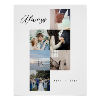 Minimal Elegant Wedding Customizable Photo Collage Perfect Poster