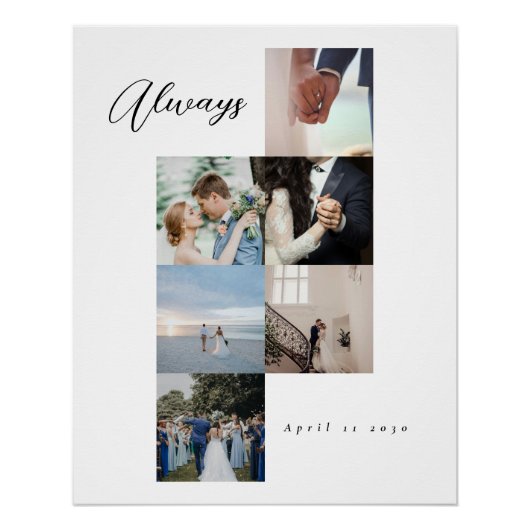 Minimal Elegant Wedding Customizable Photo Collage Perfect Poster (Voorkant)