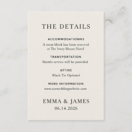 Minimal Elegant Wedding Details Card Informatiekaartje