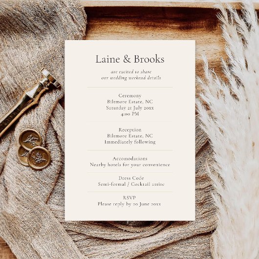 Minimal Elegant Wedding Details Card Informatiekaartje