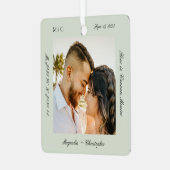 Minimal Elegant Wedding Honeymoon Photo keepsake Metalen Ornament (Voorkant links)