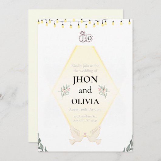 Minimal Elegant Wedding Invitation | Simple Modern Kaart (Voorkant / Achterkant)