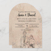 Minimal Elegant Wedding Invitation with Line Art C Kaart (Voorkant / Achterkant)