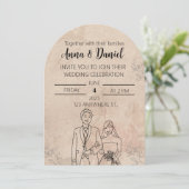 Minimal Elegant Wedding Invitation with Line Art C Kaart (Staand voorkant)