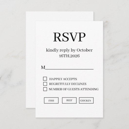 Minimal Elegant Wedding RSVP Card (Voorkant / Achterkant)