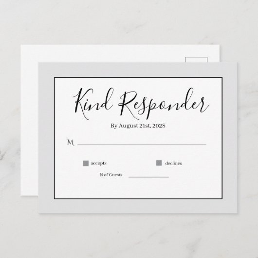Minimal Elegant Wedding RSVP Postcard Briefkaart (Voorkant / Achterkant)