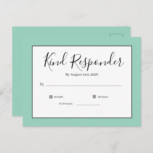 Minimal Elegant Wedding RSVP Postcard Briefkaart (Voorkant / Achterkant)