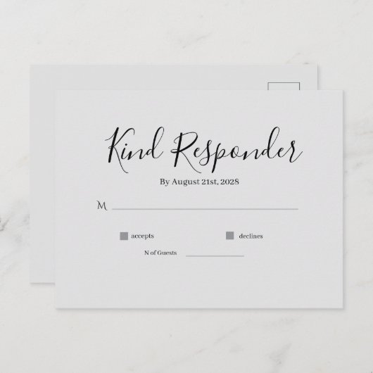 Minimal Elegant Wedding RSVP Postcard Briefkaart (Voorkant / Achterkant)