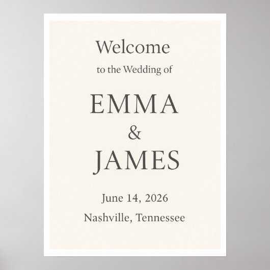 Minimal Elegant Wedding Welcome Sign | Editable 18 Poster (Voorkant)