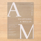 Minimal Elegent Zwart Luxe Huwelijk Acryl Uitnodigingen (Voorkant)