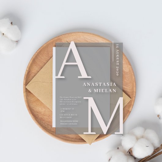 Minimal Elegent Zwart Luxe Huwelijk Acryl Uitnodigingen