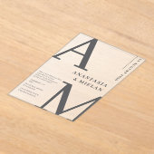 Minimal Elegent Zwart-wit Luxe Huwelijk Acryl Uitnodigingen (Laagn)