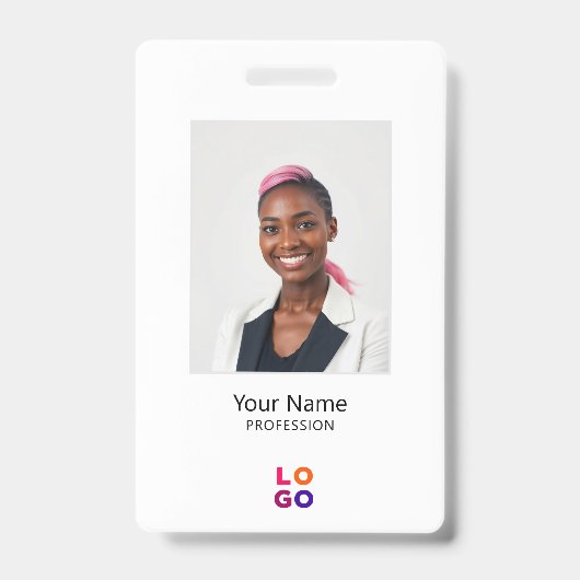 Minimal Employee Logo, Photo, Qr Code, Name Badge (Voorkant)
