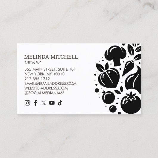 Minimal en Bold Vegetables Logo voor Boeren Visitekaartje (Achterkant)