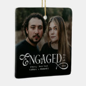 Minimal Engaged Couples 2 Photos Stylish Christmas Keramisch Ornament (Rechts)