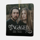 Minimal Engaged Couples 2 Photos Stylish Christmas Keramisch Ornament (Links)