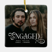 Minimal Engaged Couples 2 Photos Stylish Christmas Keramisch Ornament (Voorkant)