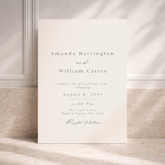 Minimal Estate Wedding Invitation | Elegant Serif Kaart