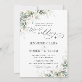 Minimal Eucalyptus Wedding Invitation Kaart