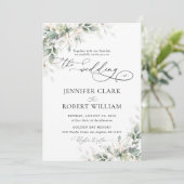 Minimal Eucalyptus Wedding Invitation Kaart (Staand voorkant)