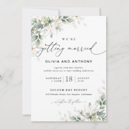 Minimal Eucalyptus Wedding Invitation Kaart