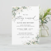 Minimal Eucalyptus Wedding Invitation Kaart (Staand voorkant)