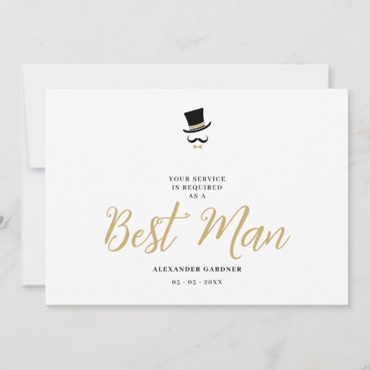 Minimal Exquisite Gorgeous Script Best Man  Kaart (Voorkant)