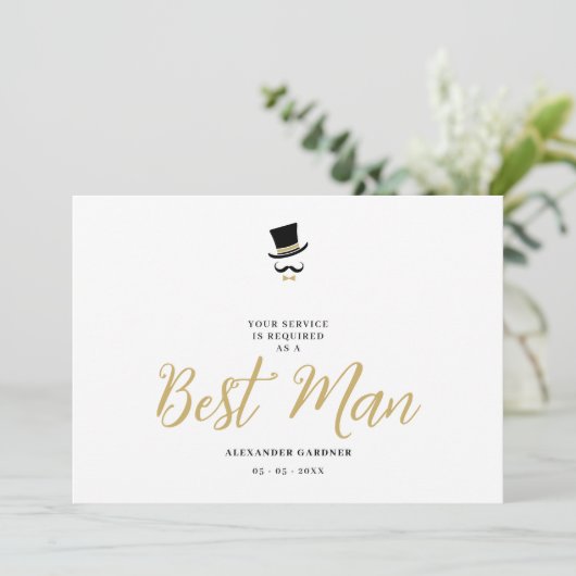 Minimal Exquisite Gorgeous Script Best Man  Kaart (Staand voorkant)