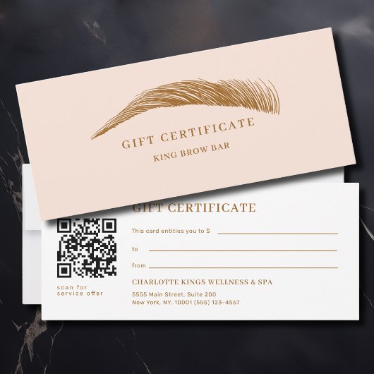 Minimal Eyebrow Salon QR Code Gift Certificate