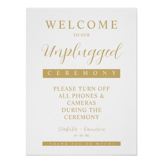 Minimal Fake Golden Effect Simple Unplugged Script Perfect Poster (Voorkant)