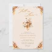 Minimal Fall Floral Bow Fall in Love Bridal Shower Kaart (Voorkant)