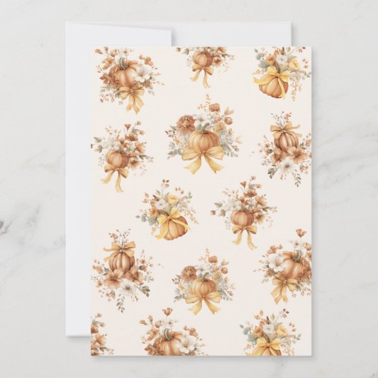 Minimal Fall Floral Bow Fall in Love Bridal Shower Kaart (Achterkant)