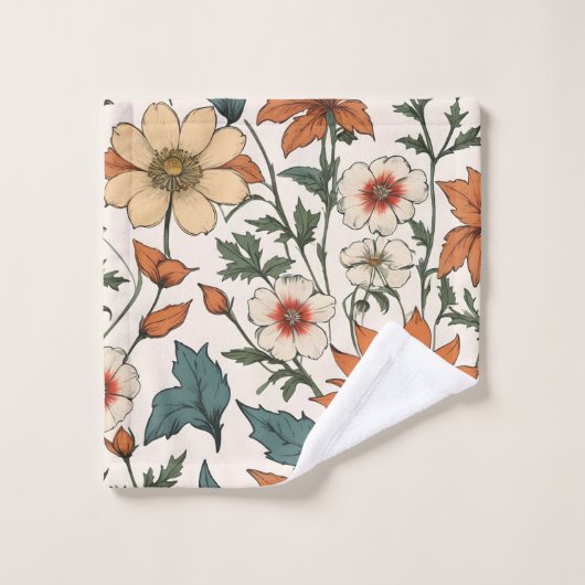 Minimal Fall Flowers Pastel Sage Custom Bath Towel Bad Handdoek (Wasdoekje)
