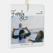 Minimal Family Photo Whimsical Merry Christmas Keramisch Ornament (Rechts)